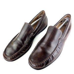 ECCO Classic Mens Mocs Slip-on Driving Loafers Brown Rich Leather Comfort, 13